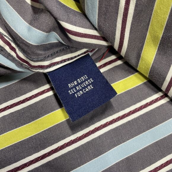 Robert Graham Shirt Mens Medium Button Up Rainbow Stripes Flip Cuffs Colorful - Picture 5 of 14